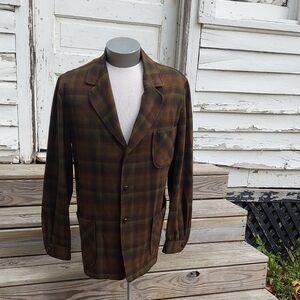VINTAGE 50'S Pendleton Golden Green Wool 49er Jacket XL